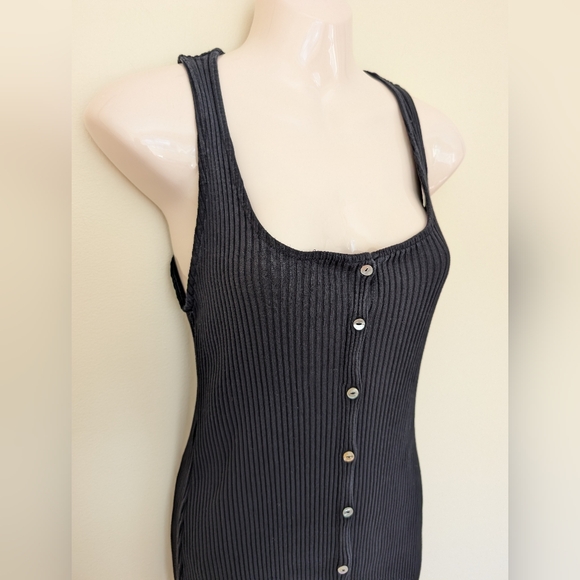 Zara Black Cotton Ribbed Midi Dress Medium - Picture 5 of 10